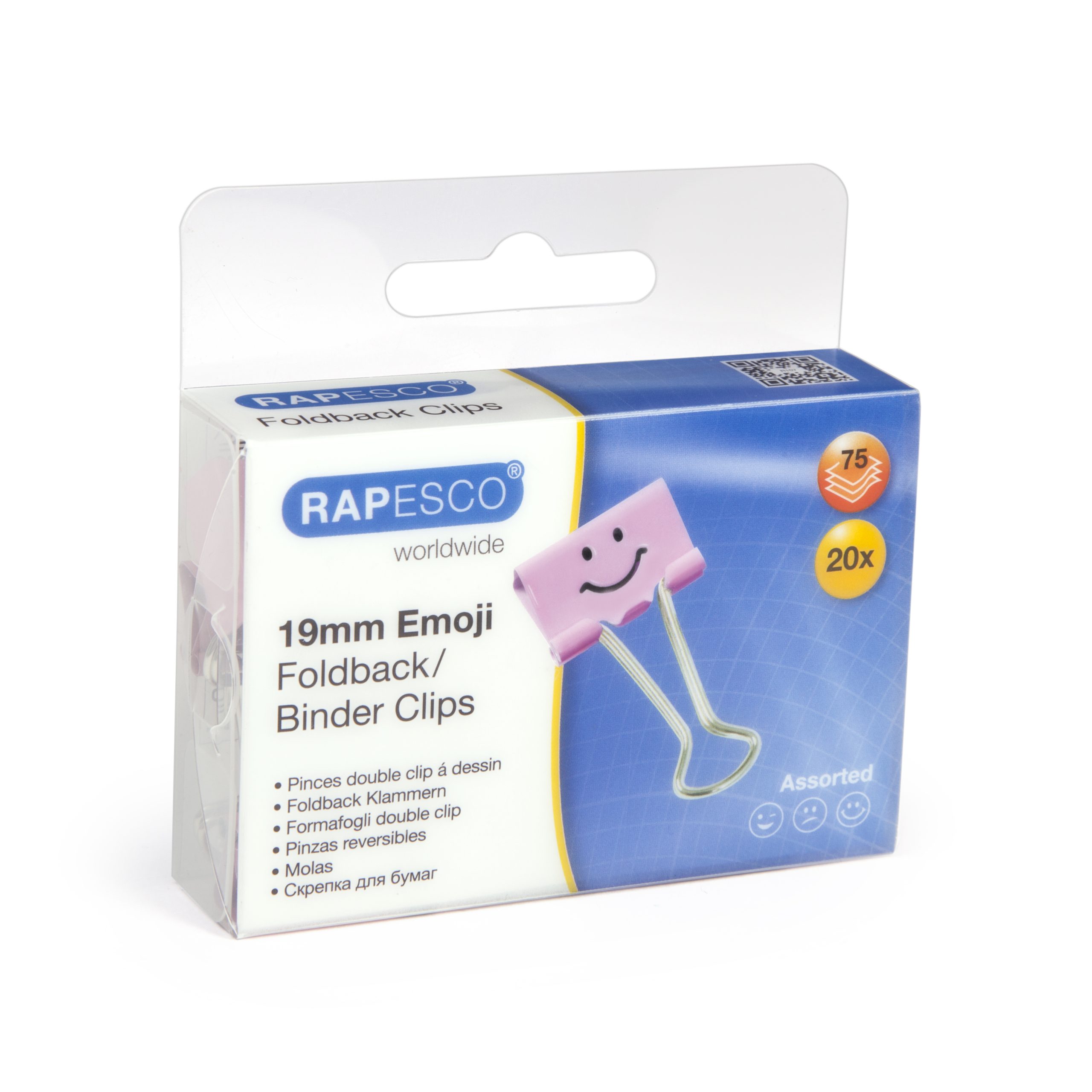 19mm Assorted Faces Foldback Clips - Candy Pink - Pack of 20 - immagine 3