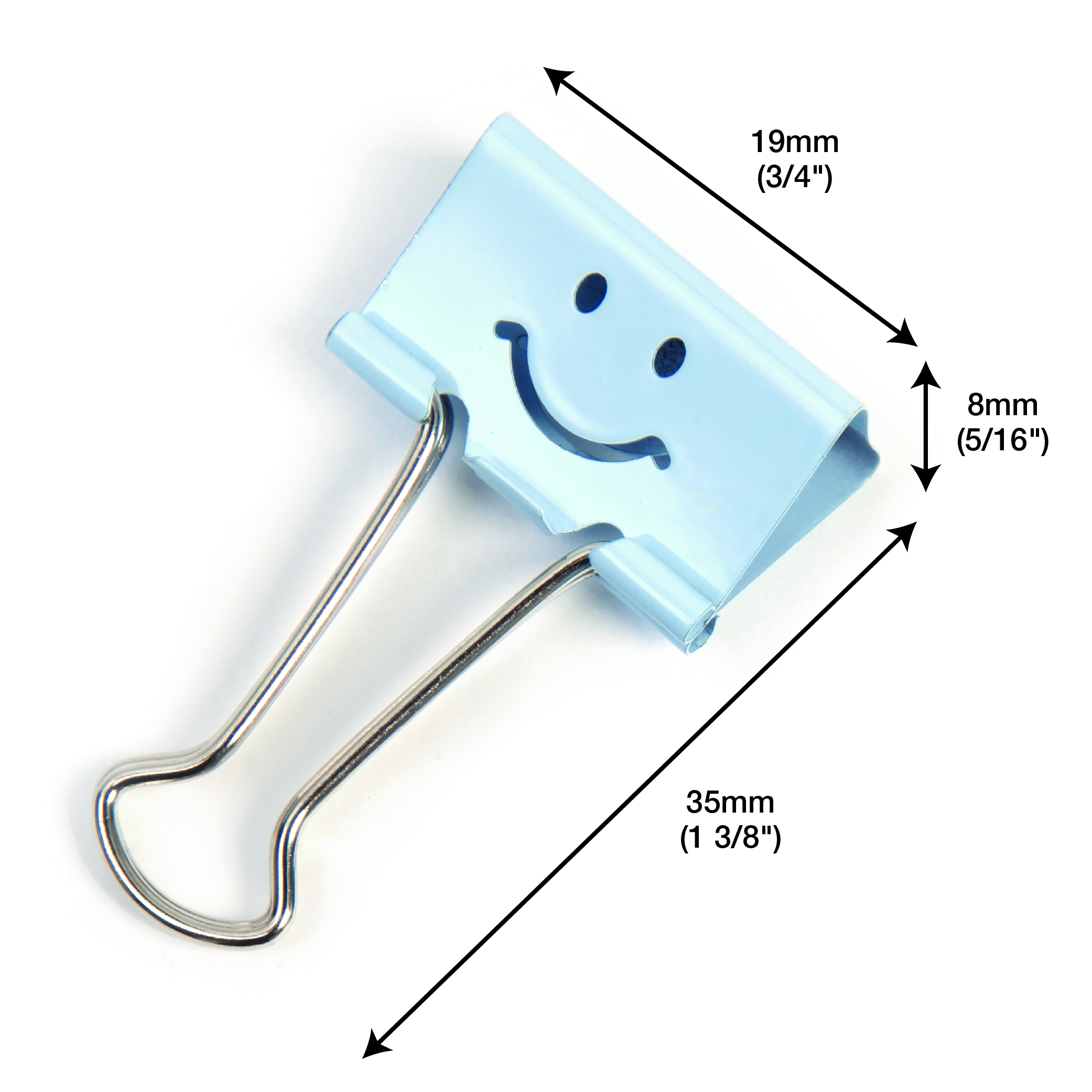 19mm Assorted Faces Foldback Clips - Powder Blue - Pack of 20 - immagine 4