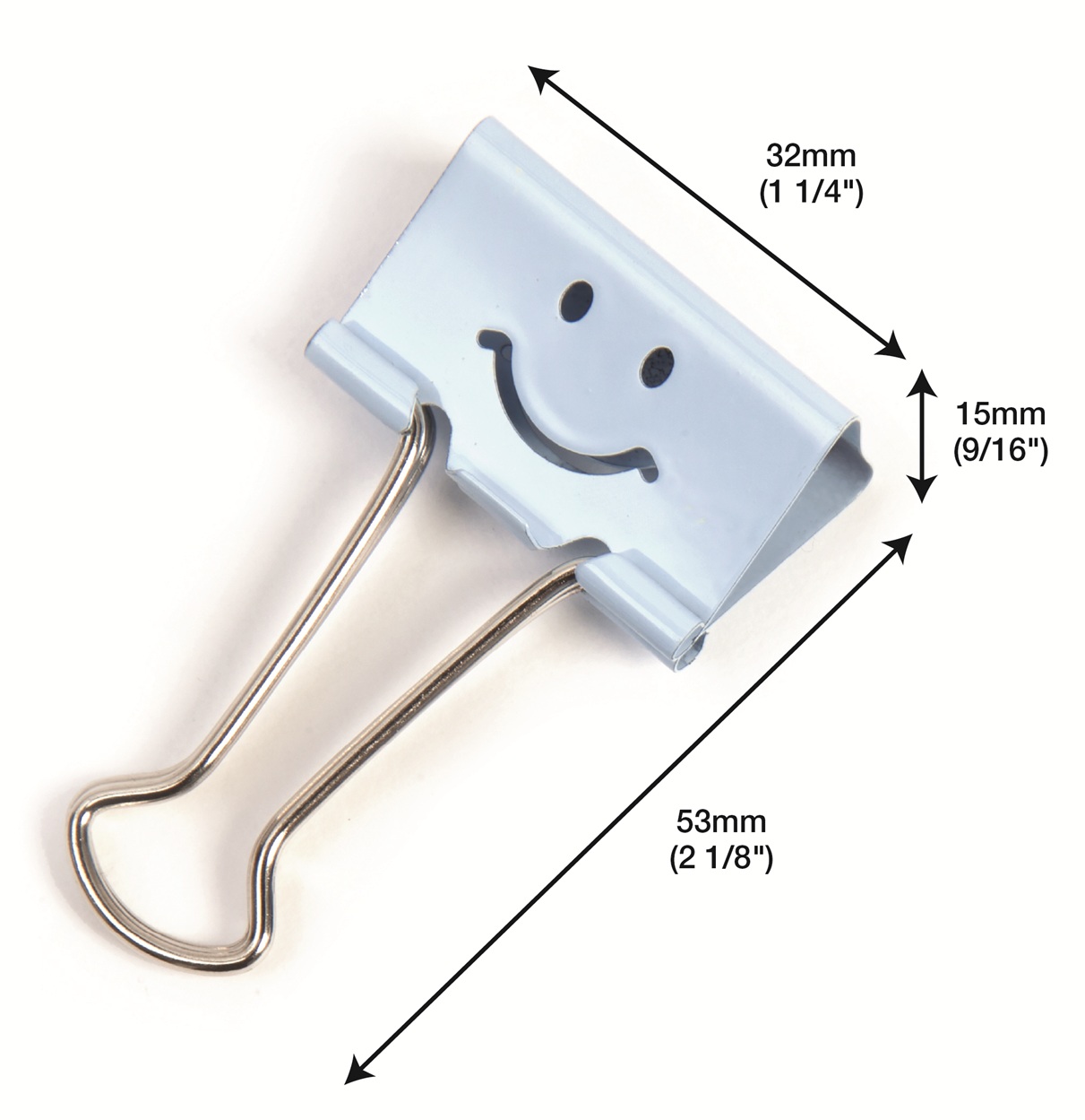 32mm Assorted Faces Foldback Clips - Powder Blue - Pack of 20 - immagine 4