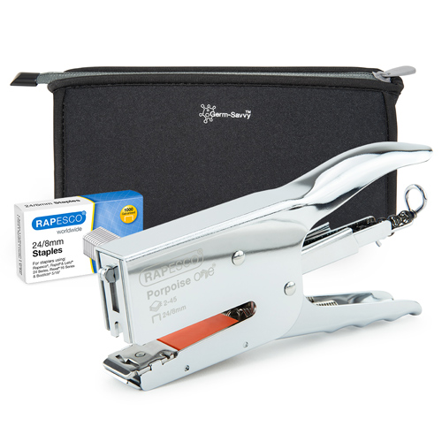 Porpoise ONE Stapling Plier & 1000 Staples 24/8mm and Storage Bag – Chrome