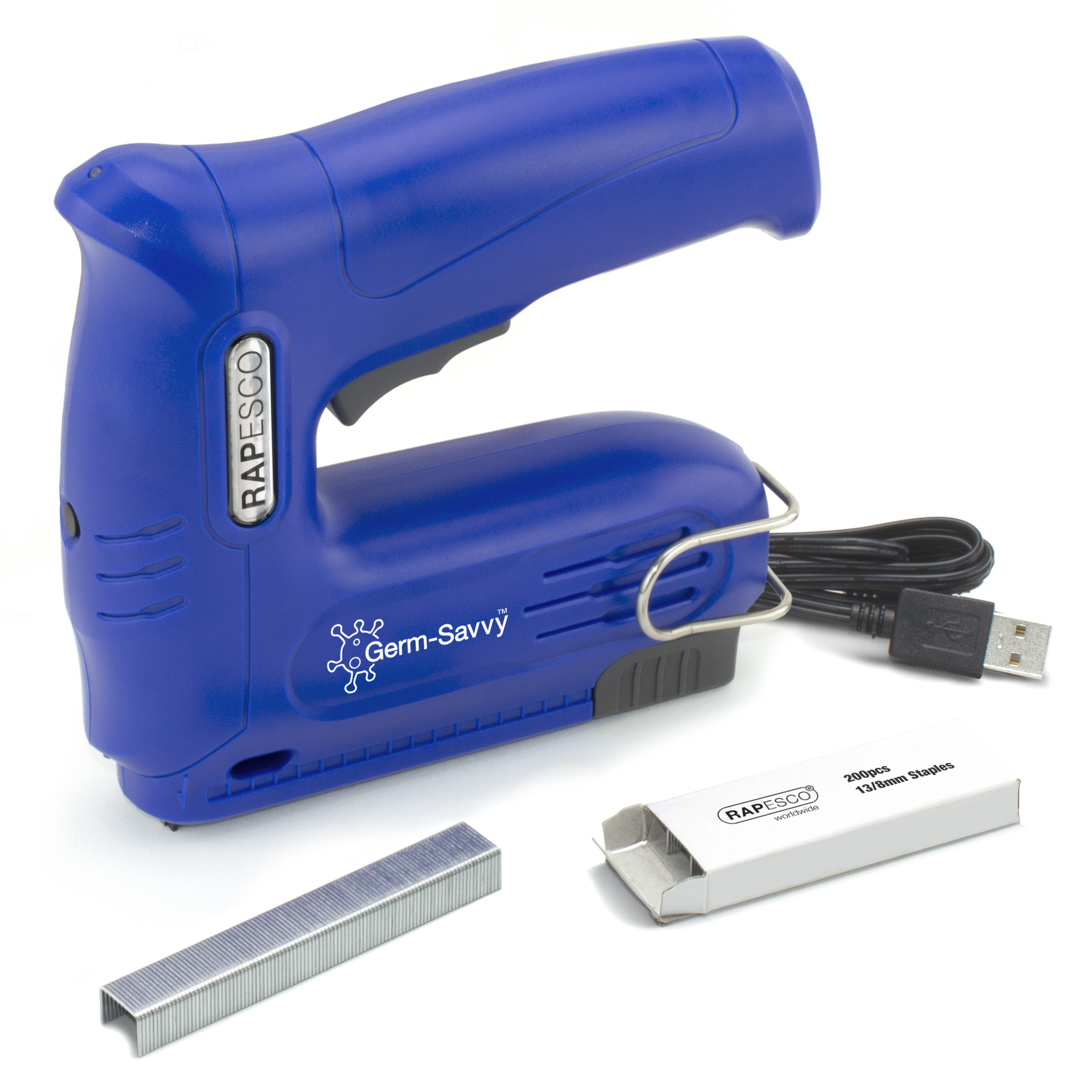 Germ-Savvy® Antibacterial T12-USB Cordless Electric Staple Gun - Blue - immagine 2