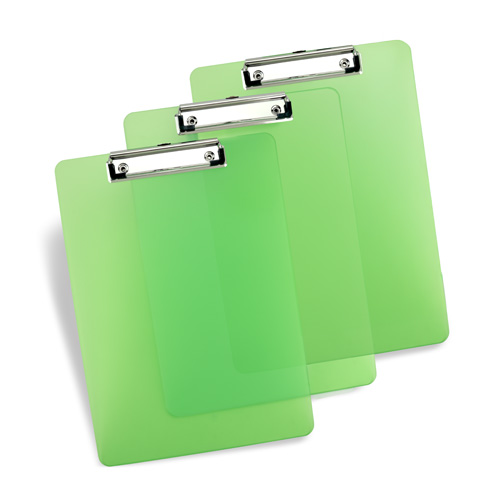 Business Pack: Pack of 3 Frosted Transparent Clipboard A4 - Green