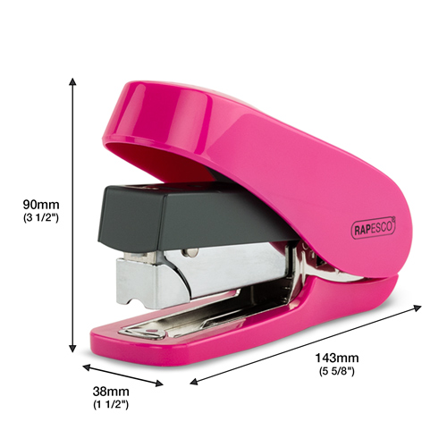 Luna Less Effort Half Strip Front Loading Stapler & 2000 Staples Type 24  - Hot Pink - immagine 3