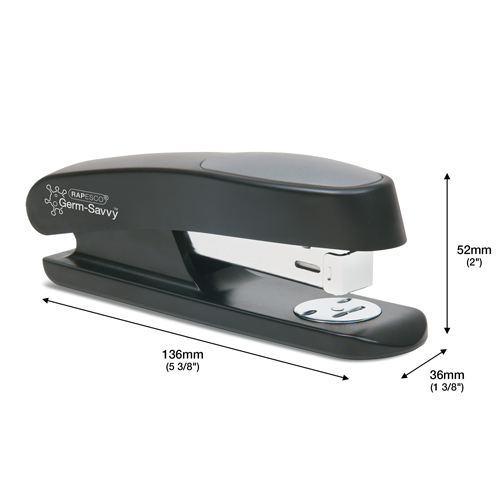 Germ-Savvy® Antibacterial ECO Sting Ray Half Strip Stapler and 1000 24/6mm Staples - Black - immagine 5