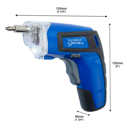 Germ-Savvy® Antibacterial Cordless Screwdriver 3.6V - Blue - immagine 2